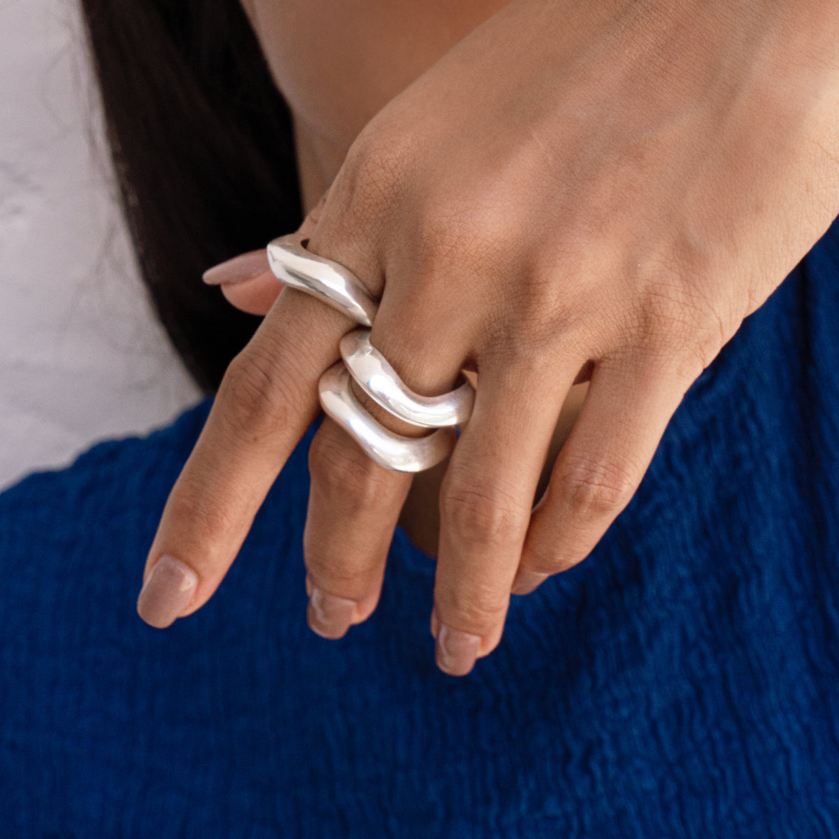 Wave Ring - Silver Tone