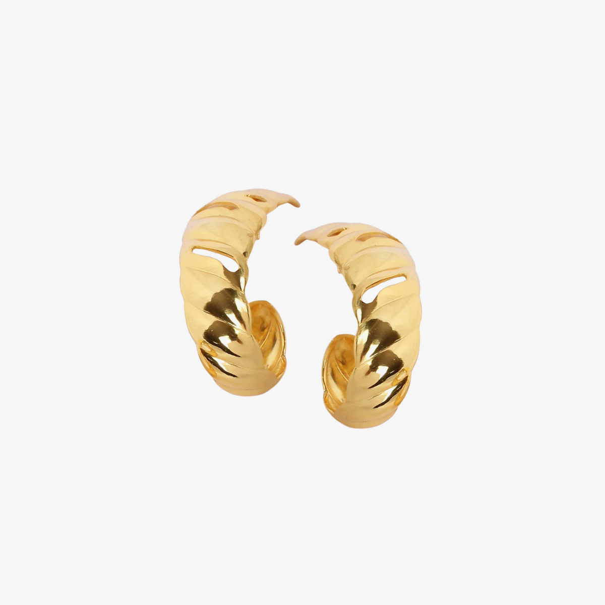 Aqua Swirl Earrings - Gold Tone