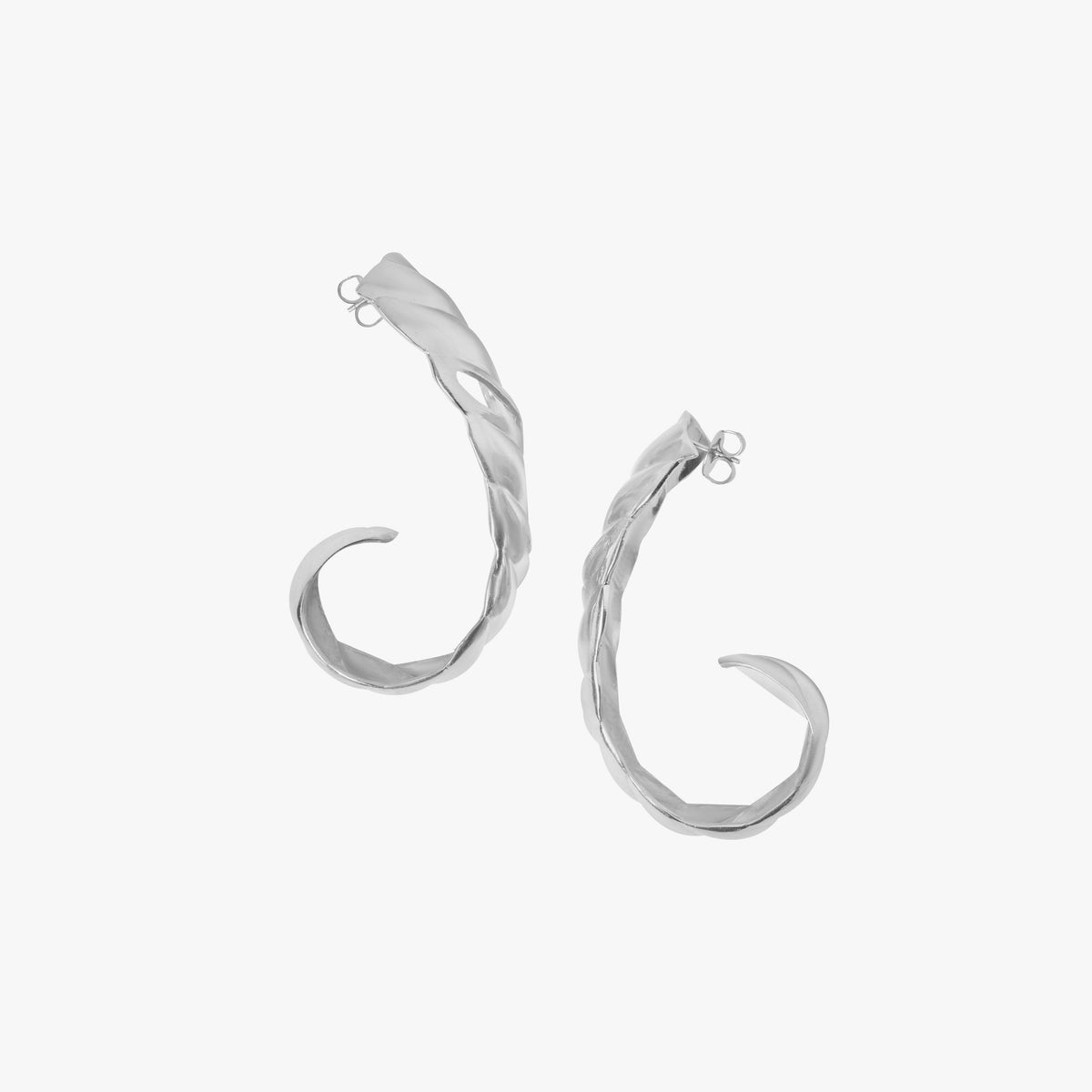 Aqua Swirl Earrings - Silver Tone