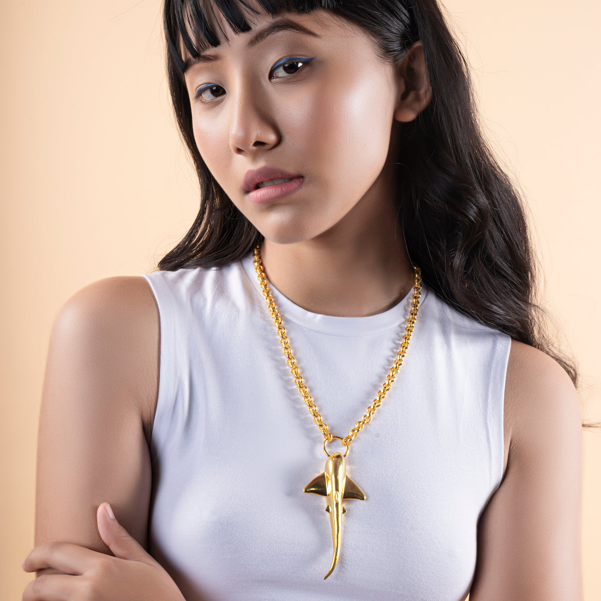 Shark Necklace - Gold Tone